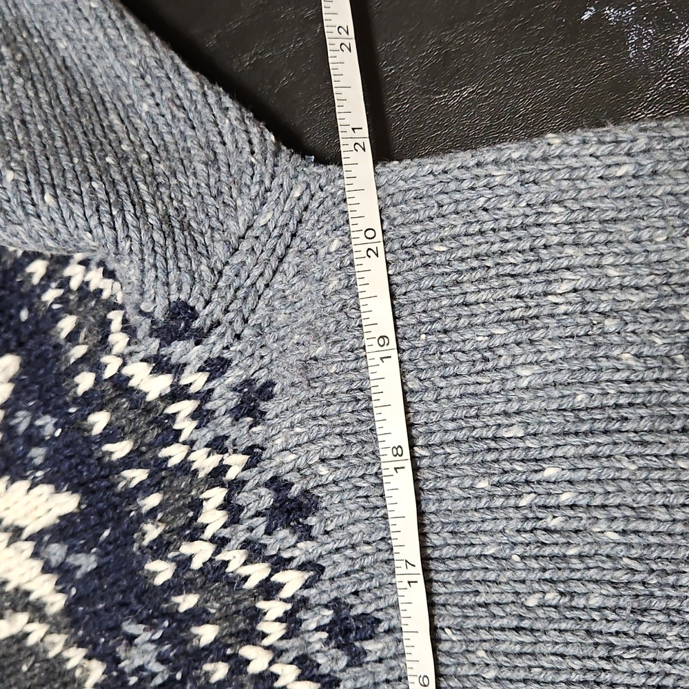 Eddie Bauer Womens Blue Knit Vintage Zip Up Sweater Size M Snowflake Winter - Picture 6 of 9